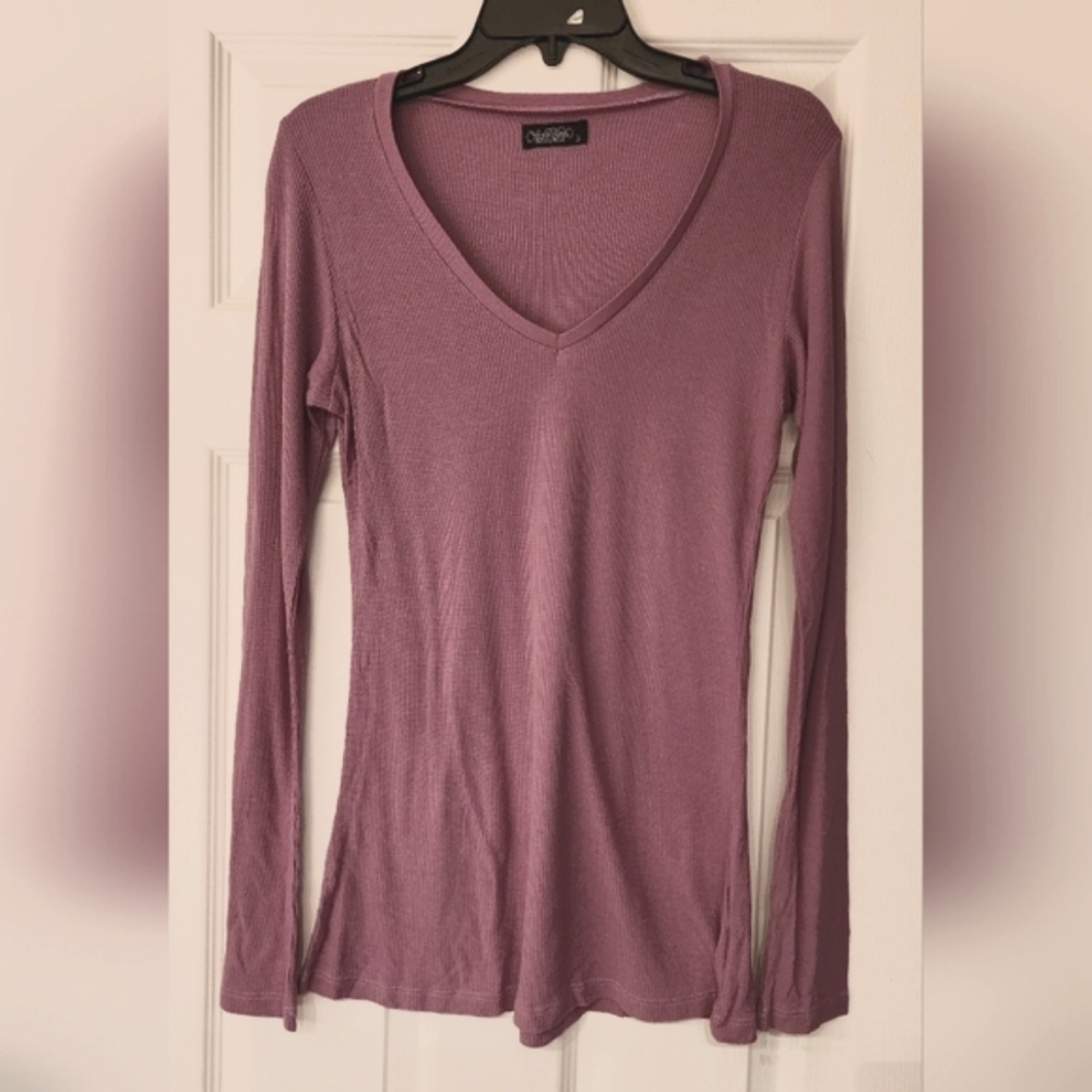 LAUREN Moshi Long Sleeve waffle knit  thermal in Mauve Purple Sizd SM and LG - Picture 3 of 10